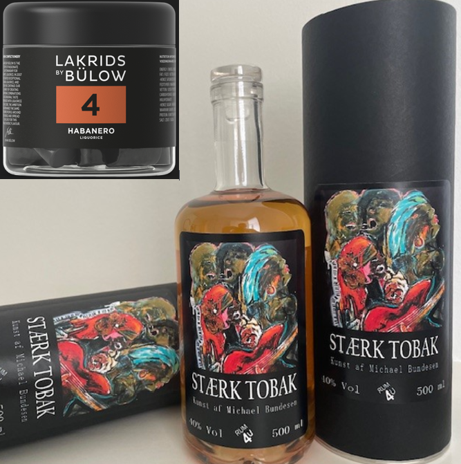 Rum4u "STÆRK TOBAK" kunst af Michael Bundesen, 40,0%, 500ml & Lakrids Bülow "Habanero"